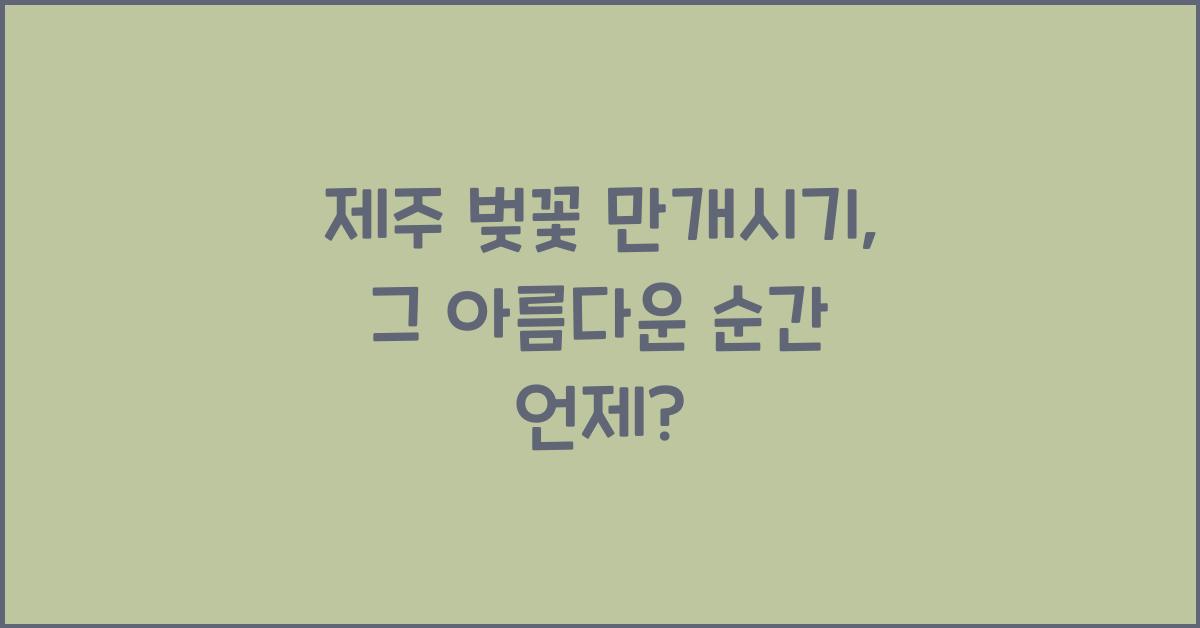 제주 벚꽃 만개시기