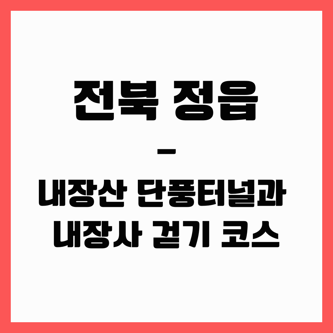 전북 여행 - 정읍(내장산과 내장사 걷기 코스)