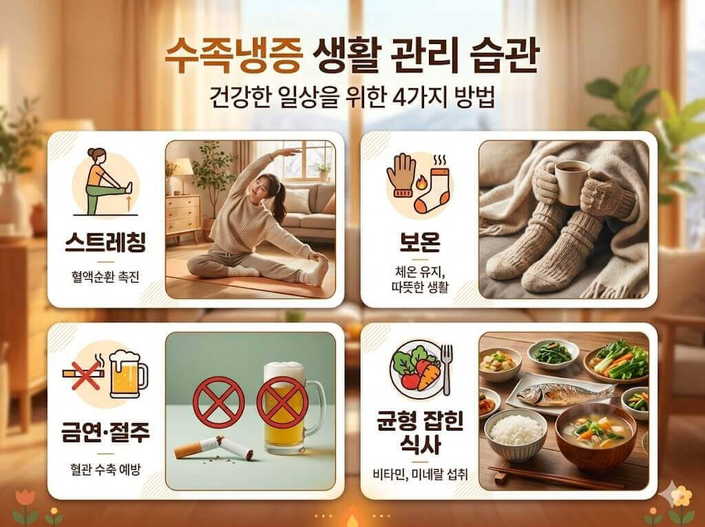 수족냉증 생활습관 관리 인포그래픽