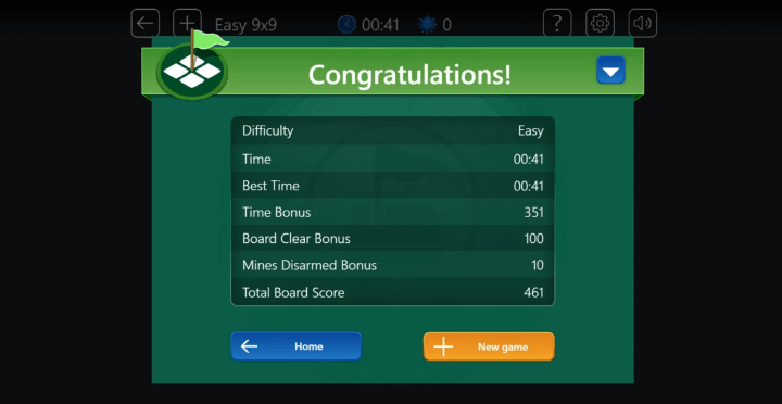 윈도우10-지뢰찾기-무료-게임하기-종료-화면