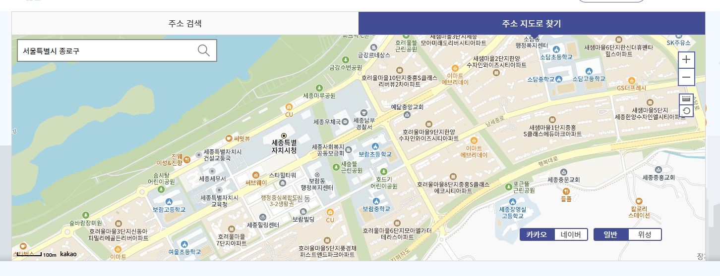 지도 확대 여부를 확인하는 알림창 모습