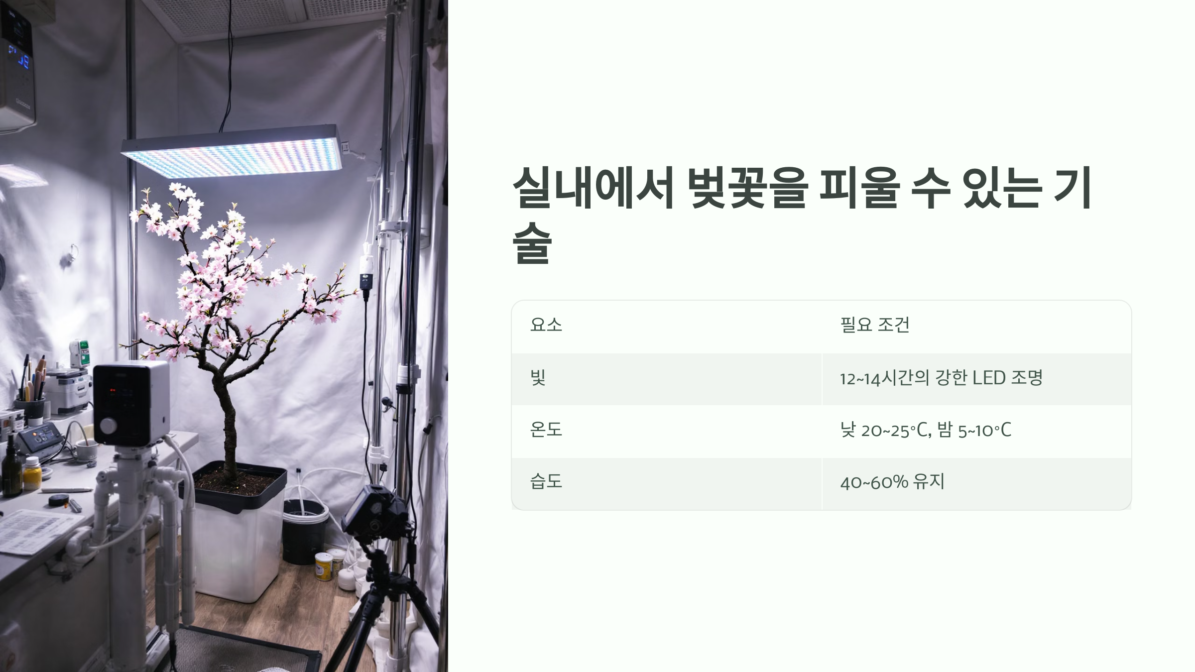 실내에서 벚꽃을 피울 수 있는 기술