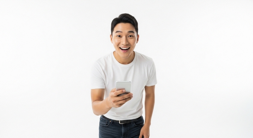 소비쿠폰 이벤트 포스터 앞에 선 청년