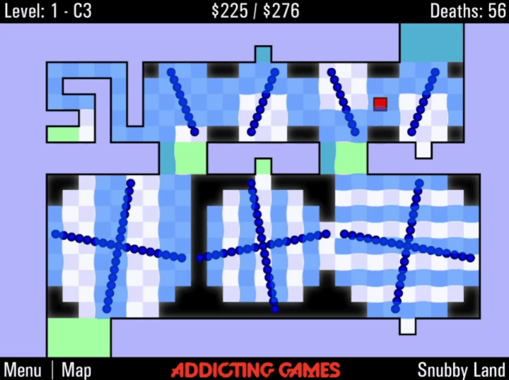 세상에서-가장-어려운-플래시게임-4-플레이-회전하는-장애물을-피해-물을-건너는-화면