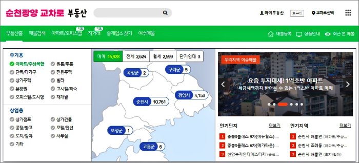 순광 교차로 부동산 홈페이지