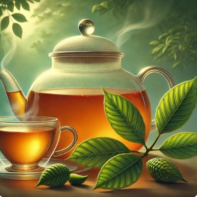 주전자에-담긴-바나바-나무-잎-차
