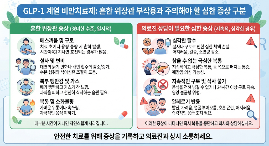 GLP-1 비만치료제의 흔한 부작용과 진료가 필요한 증상
