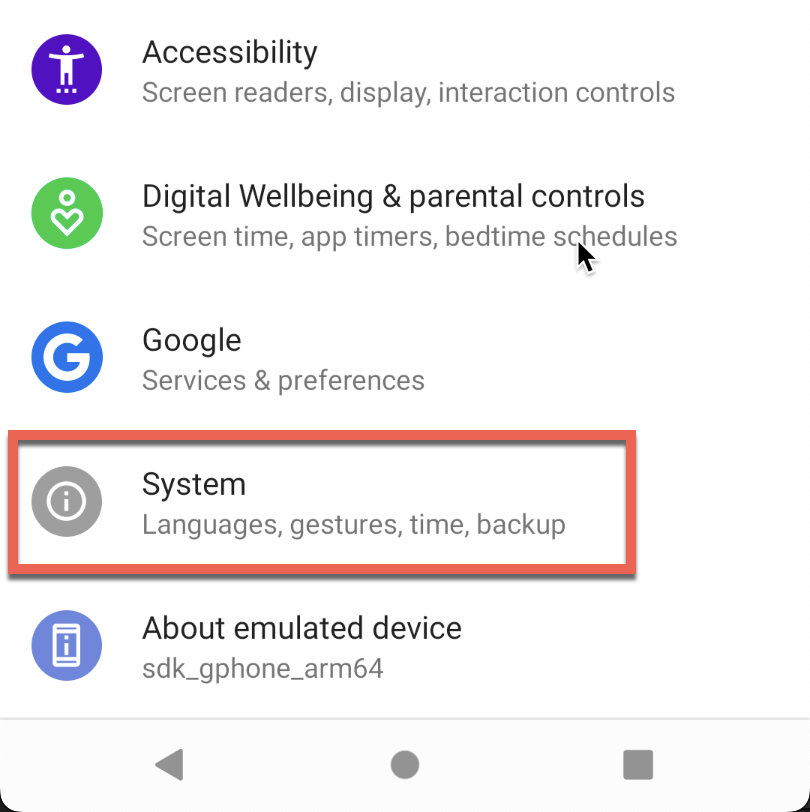 시스템 메뉴 들어가기