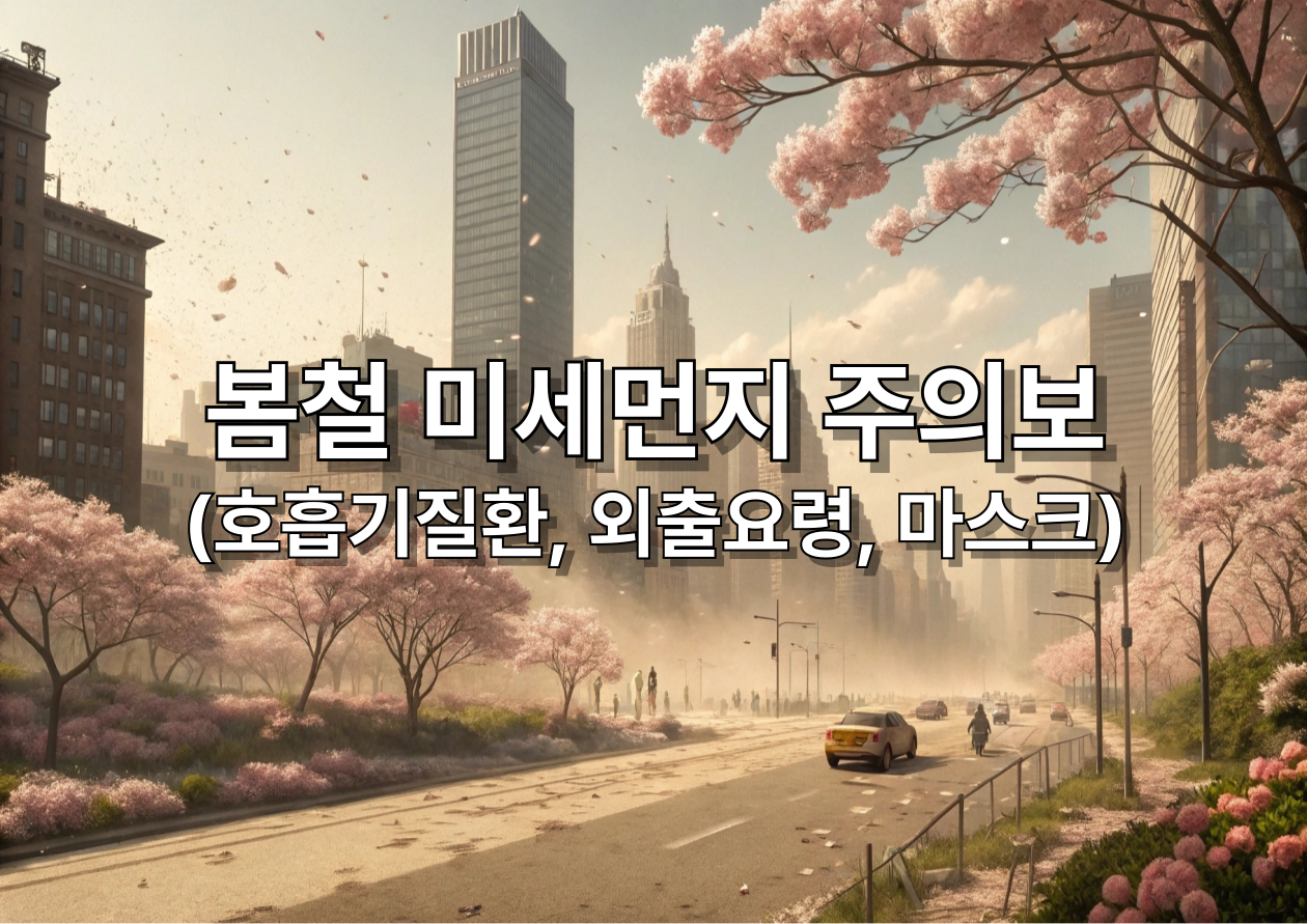 봄철 미세먼지에 덮힌 도시 이미지
