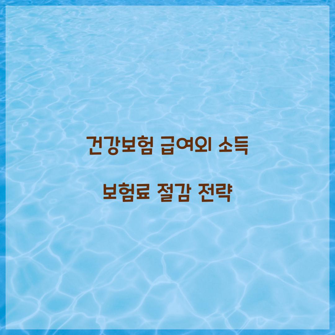 건강보험 급여외 소득 보험료