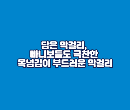 담은 막걸리, 빠니보틀도 극찬한 목넘김이 부드러운 막걸리