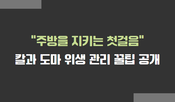 칼과 도마 위생 관리 방법