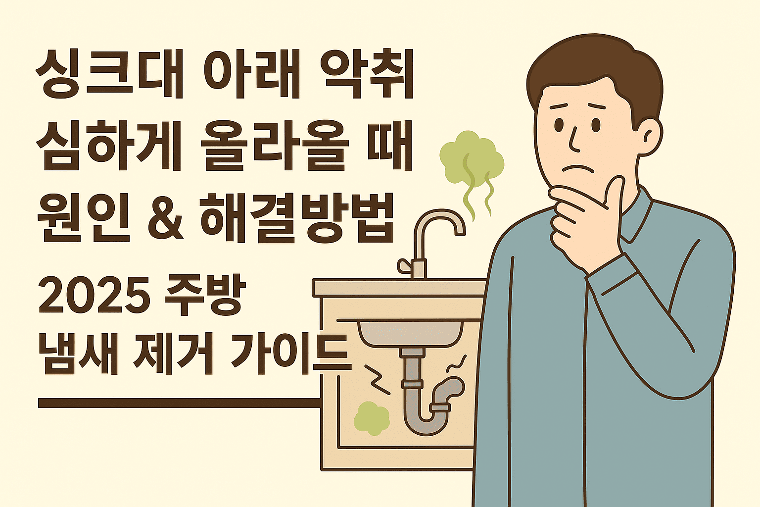 싱크대 아래 악취 심하게 올라올 때 원인 &amp; 해결방법 ❘ 2025 주방 냄새 제거 가이드