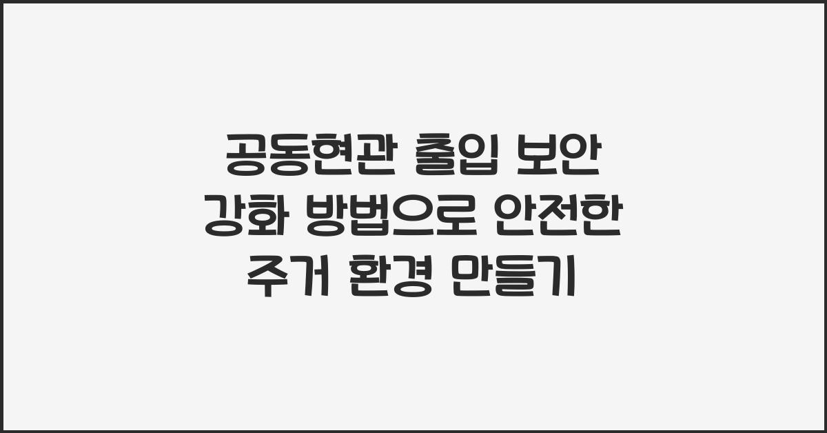 공동현관 출입 보안 강화 방법