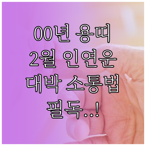2000년 용띠 2월 인연운과 효과적..