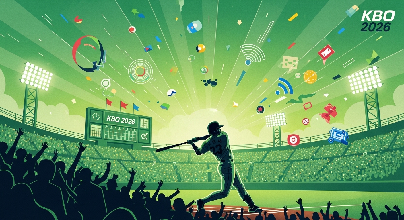 2026 KBO 시즌의 역동적인 변화와 팬들의 기대를 상징하는 야구장 풍경