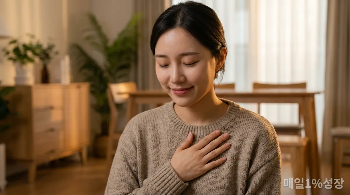 자신의 감정을 이해하고 받아들이는 한국인 여성
