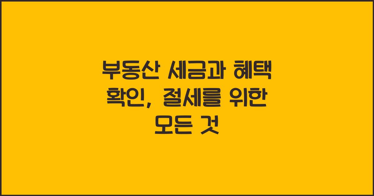 부동산 세금과 혜택 확인