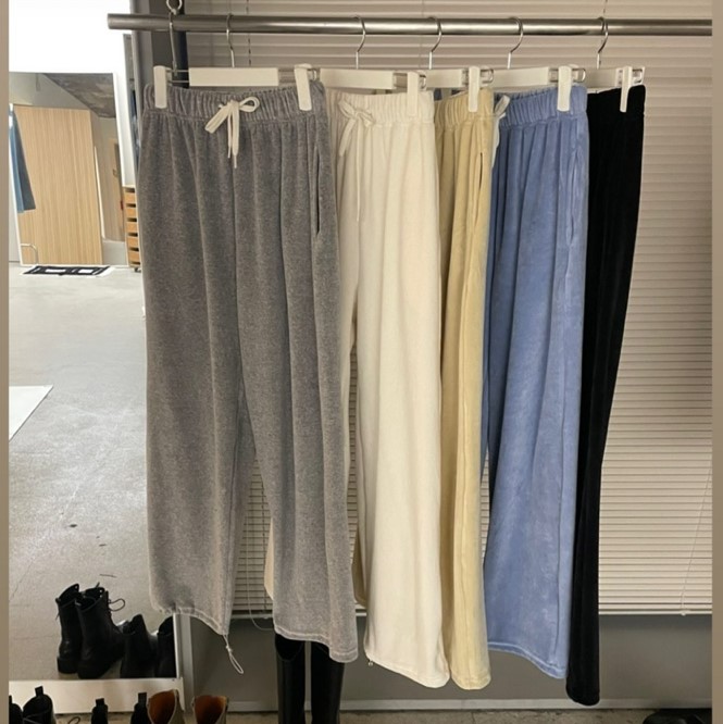 108파운드 투웨이 올데이 조거팬츠 여자 벨로아 벨벳 밴딩 고무줄바지 블랙 그레이