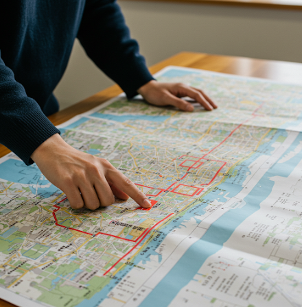 토지거래 허가구역이 그려진 지도