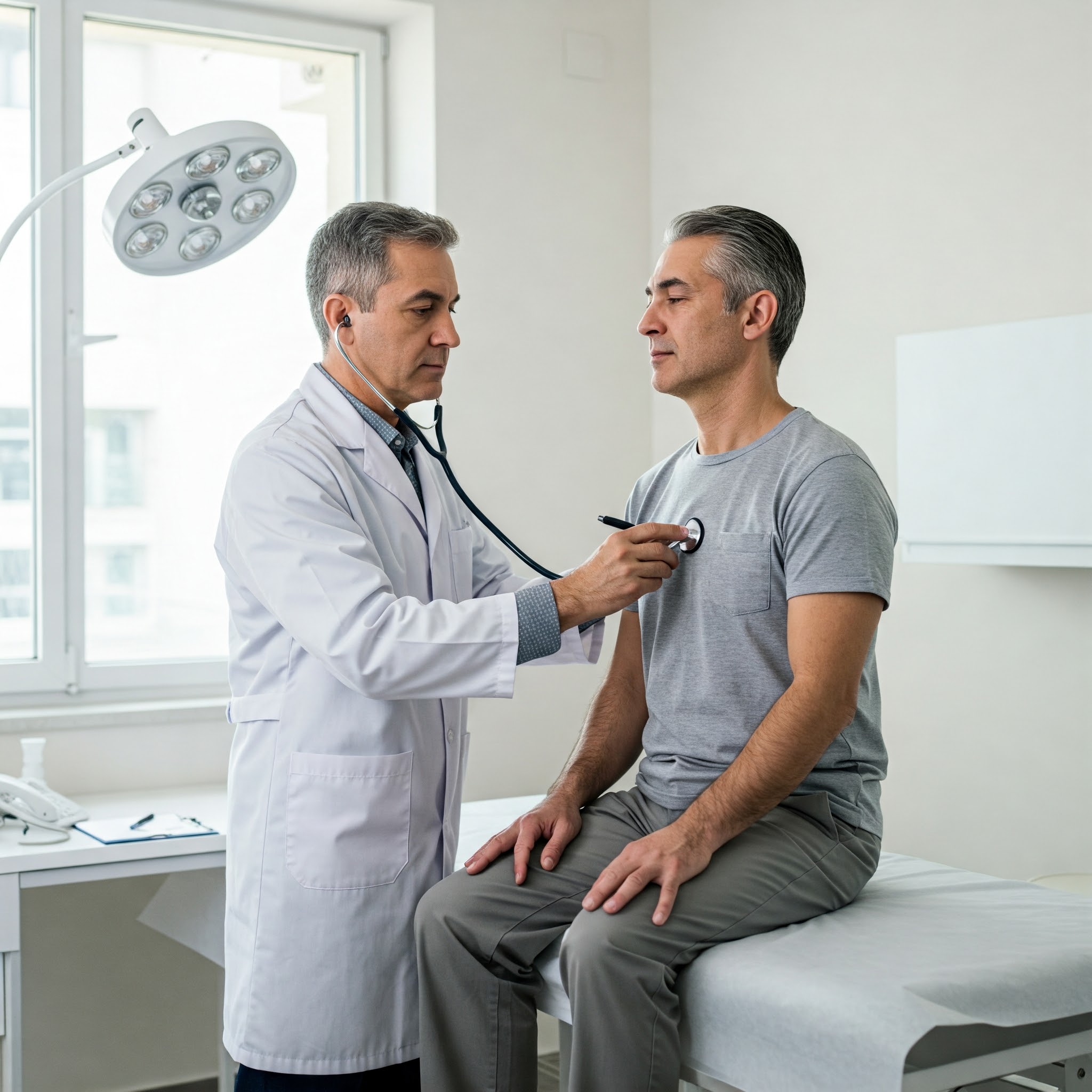 진찰중인 의사선생님과 환자