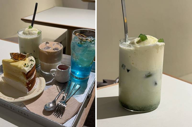 음료 3종 및 케이크와 메론 음료 맛후기