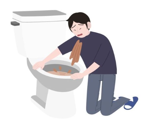 식중독환자 토하는 일러스트