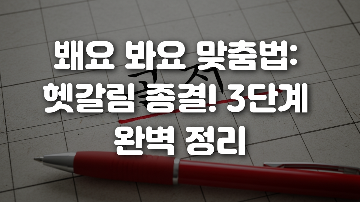 봬요 봐요 맞춤법 헷갈림 종결 3단계 완벽 정리