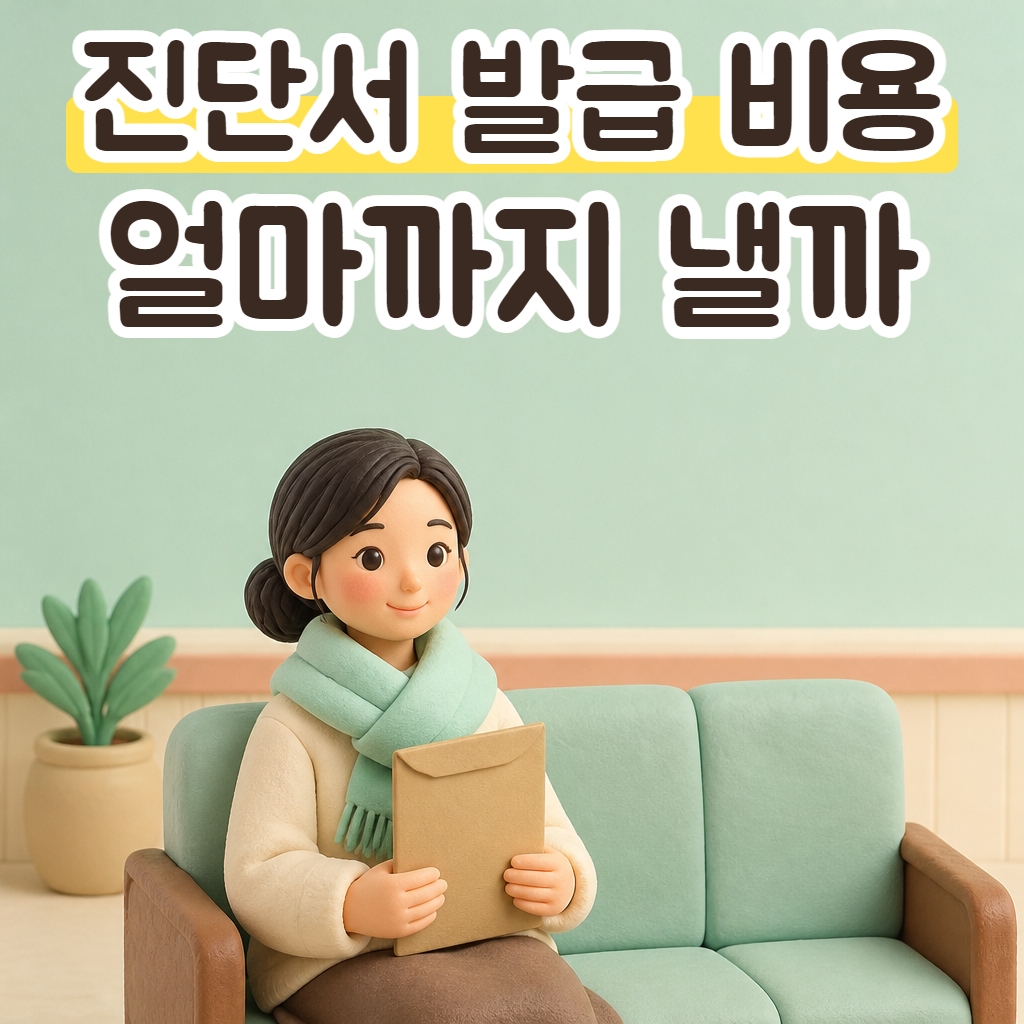 병원 로비 의자에 앉아 서류 봉투를 든 성글이