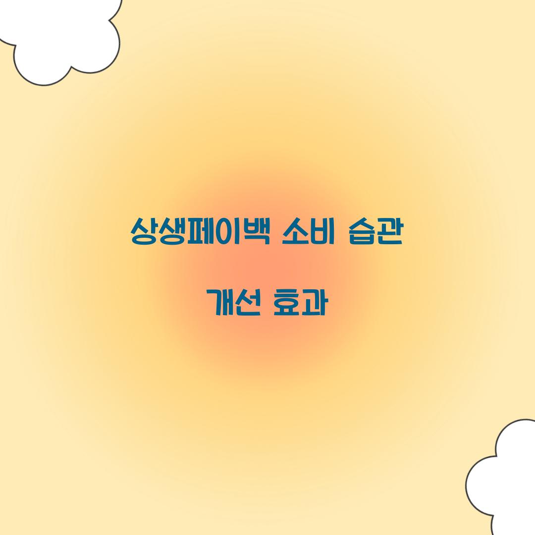 상생페이백 소비 습관 개선 효과