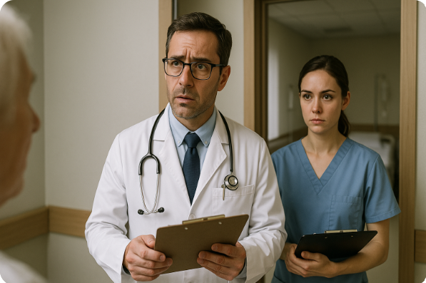 의사 회진 준비하는 간호사 모습