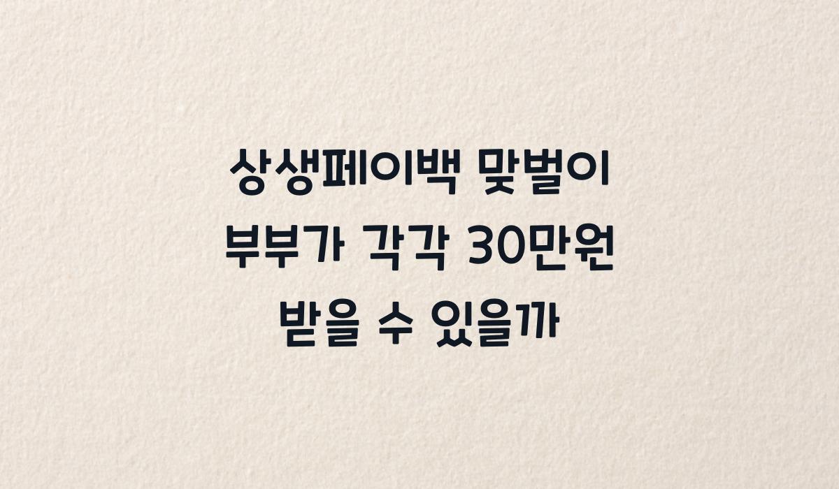 상생페이백 맞벌이 부부가 각각 30만원 받을 수 있을까