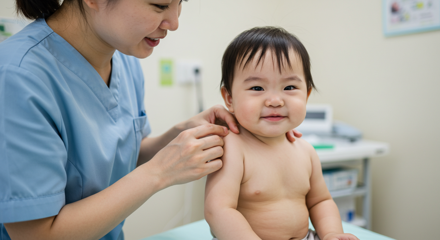 예방접종 주사를 맞고 있는 유아