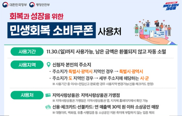 소비쿠폰 사용 가능한 업종과 제한 업종