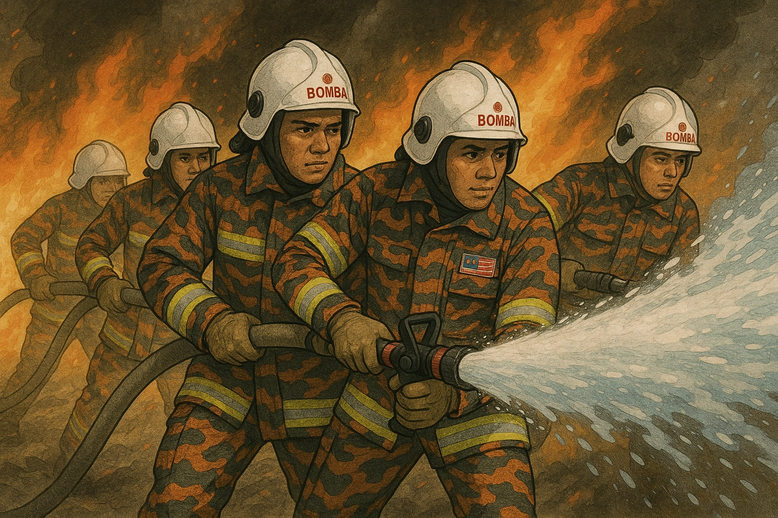 firefighters who put out the fire image
