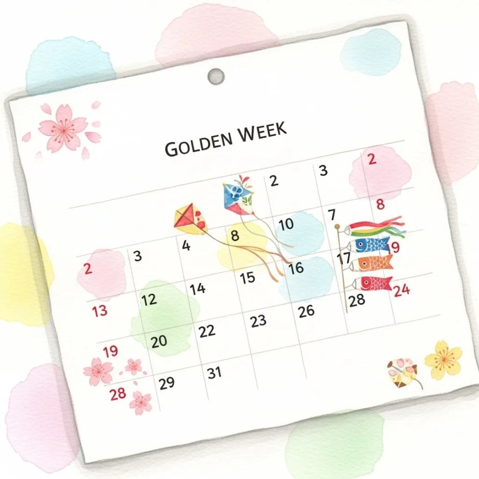 달력에 표시된 일본 황금연휴 기간