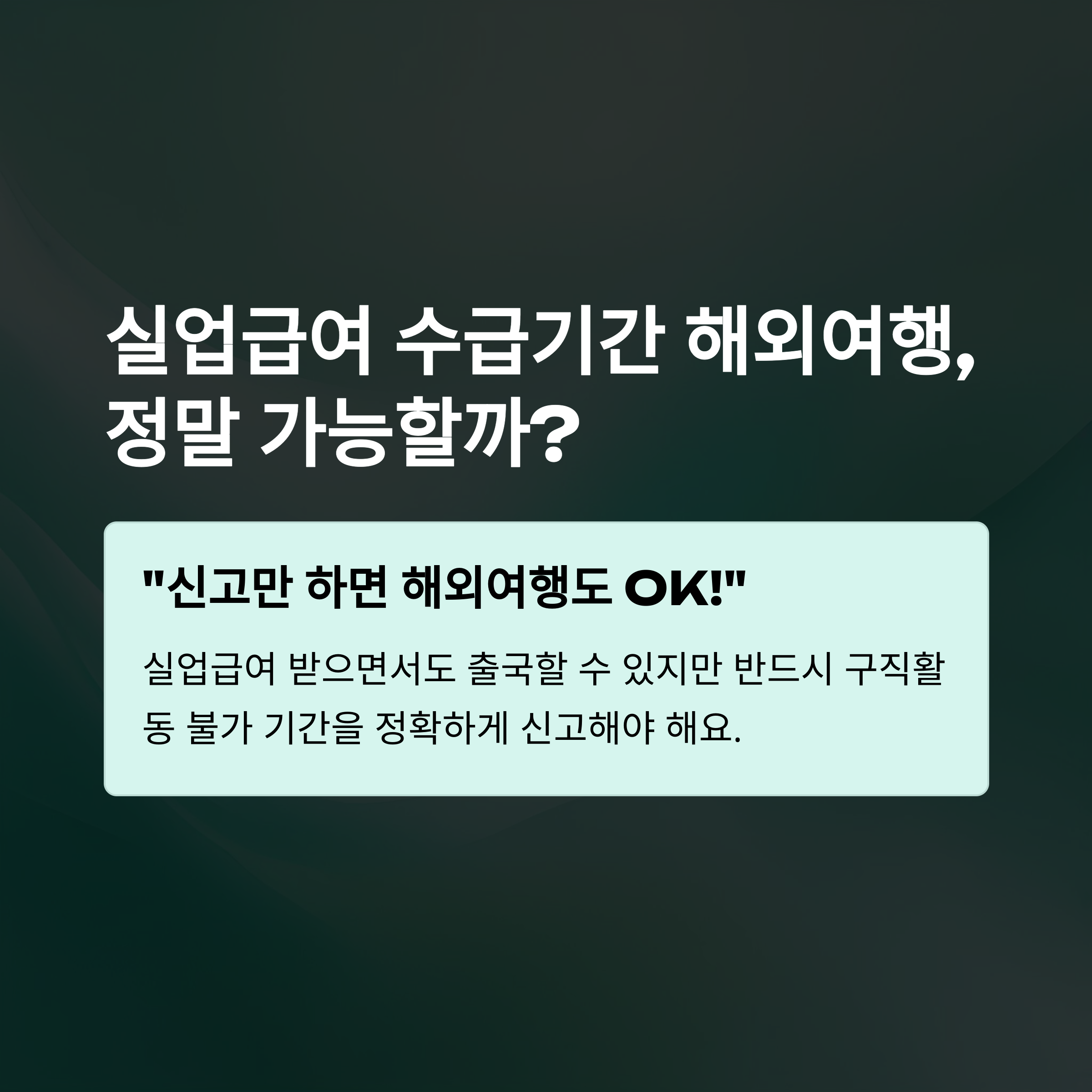 실업급여 해외여행, 실업급여 수급중 해외여행 신고·부정수급·기간·신청 방법까지 핵심정리