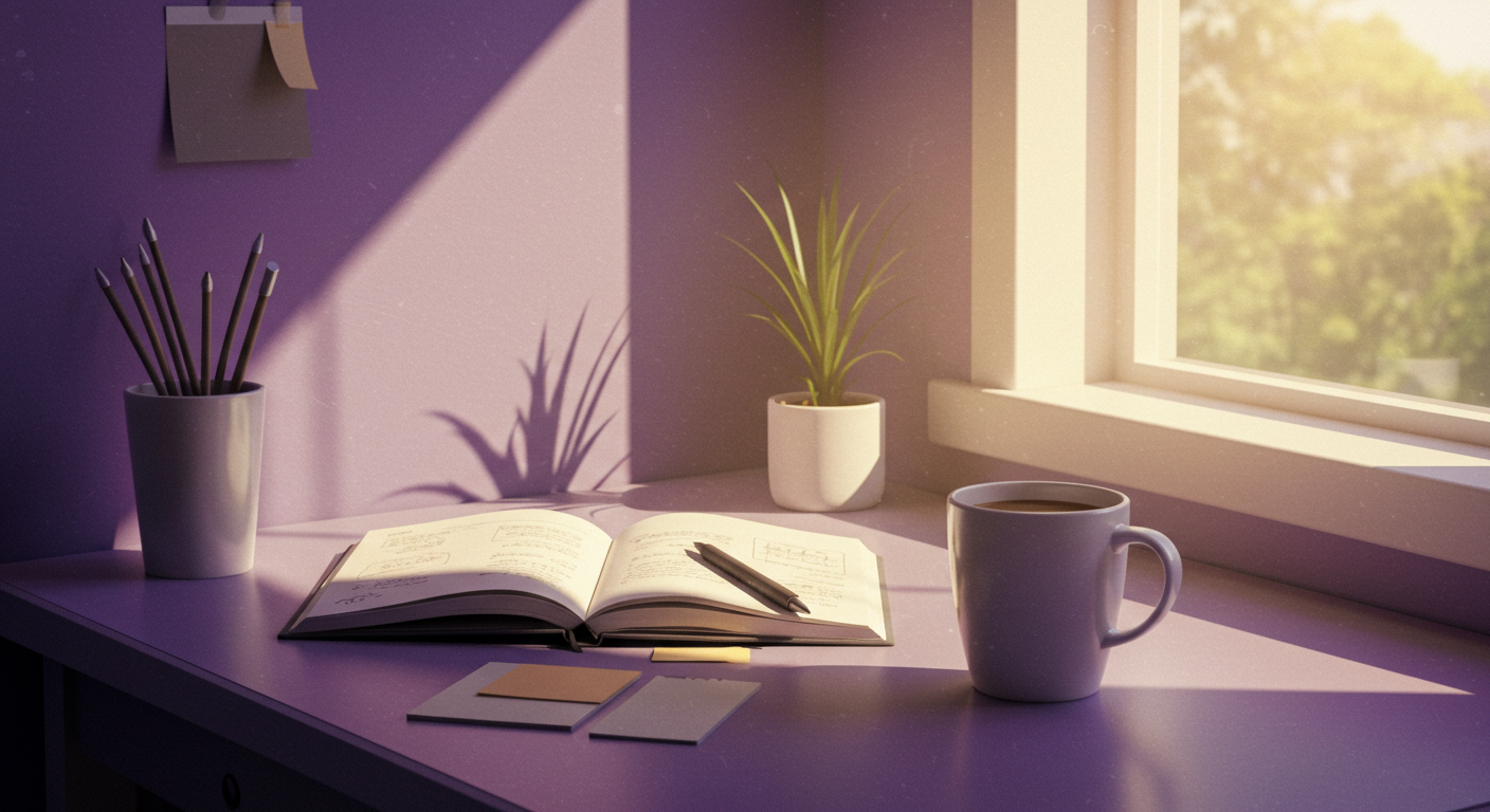 창문-책상-책-물컵-