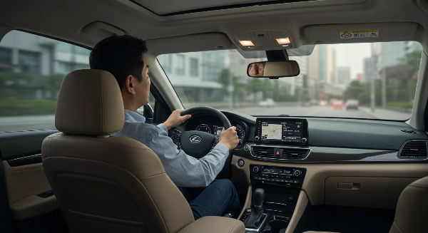 ✔️ 고개 돌려 사각지대 체크 (사이드미러에 안 보이는 차량 주의!)