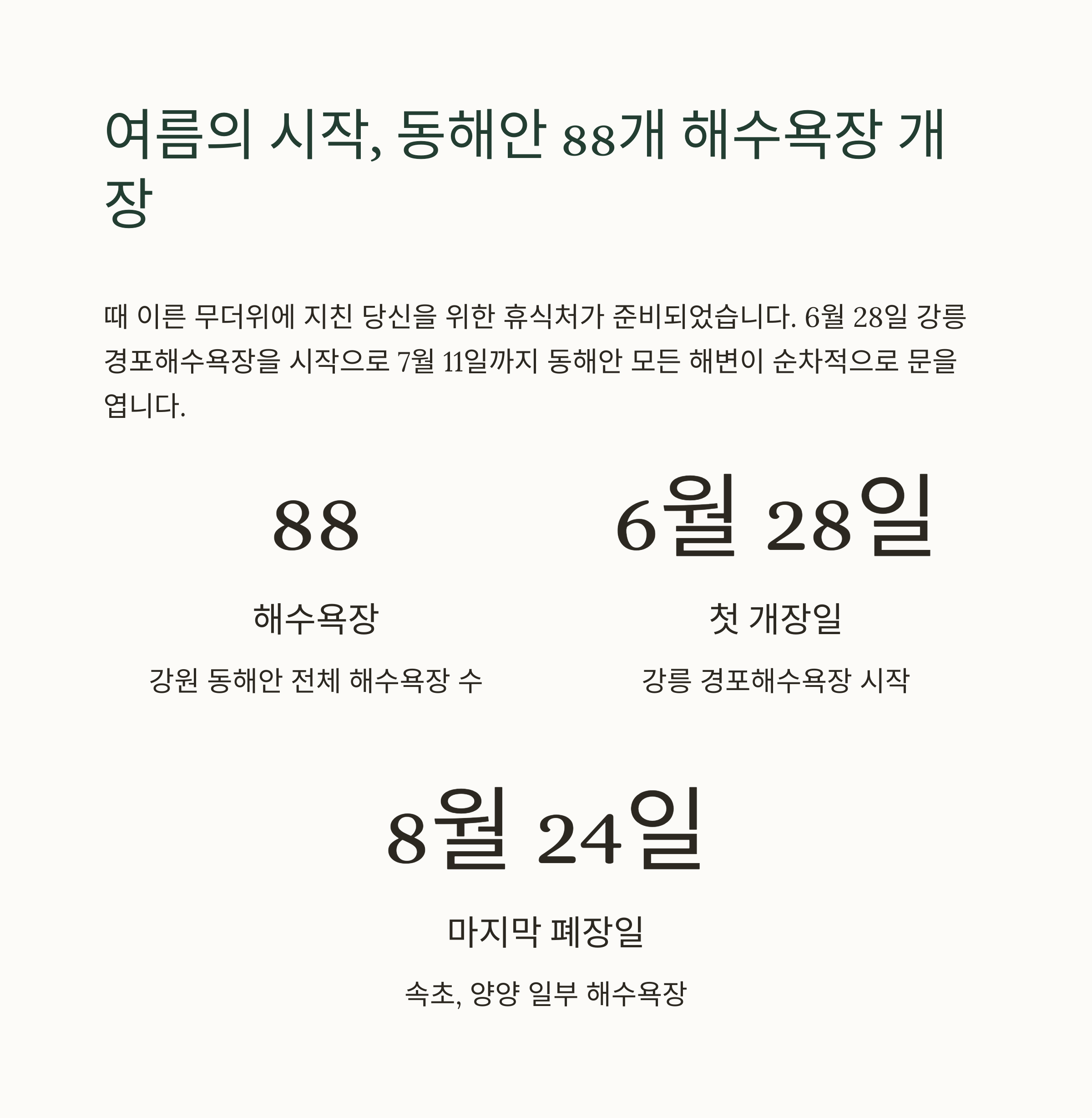 동해 88개 해수욕장 개장 일정