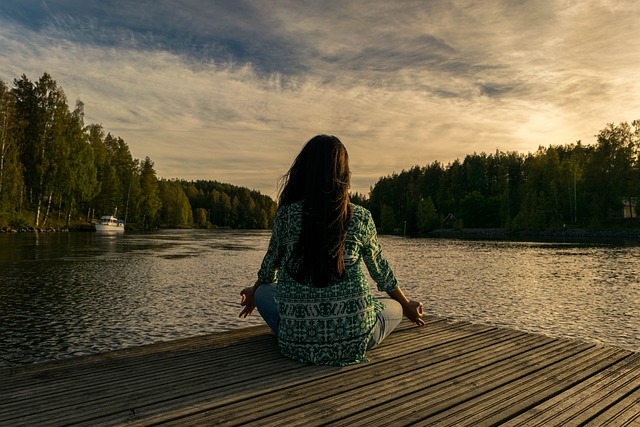 female meditating