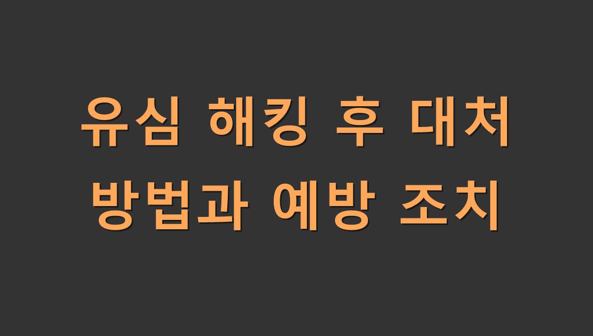 유심 해킹 후 대처 방법과 예방 조치