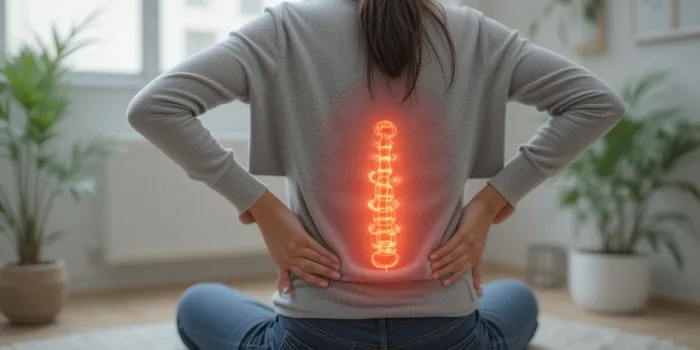 고관절 부위 마사지하는 부인