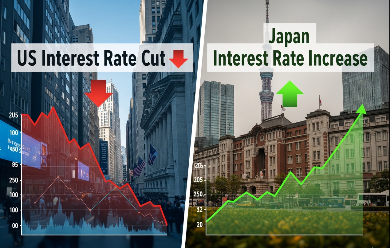 미국 금리 인상, 일본 금리 인하 이미지