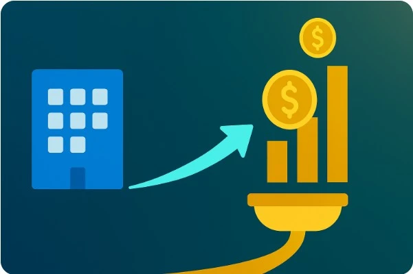 밝은 화살표로 표현된 부동산 자금 이동 그래픽