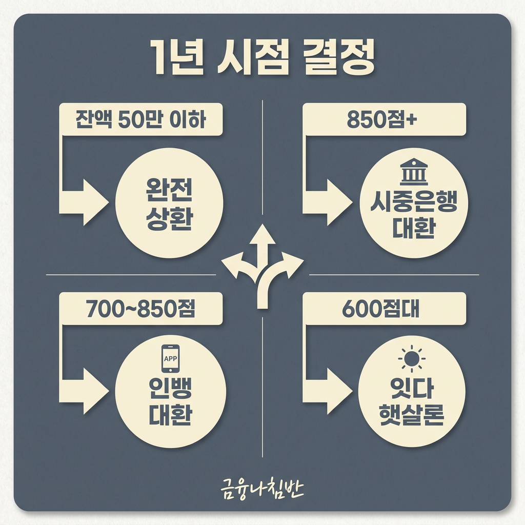 1년 시점 완전 상환 또는 대환