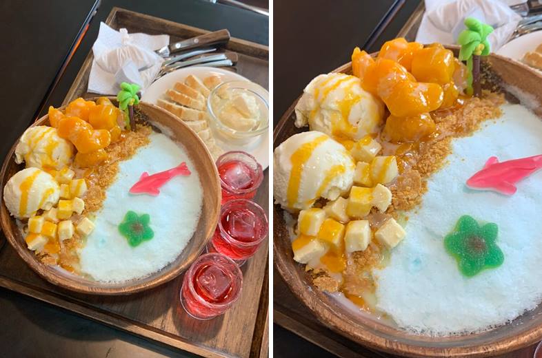 망고 섬 아일랜드 빙수와 맛보기 차