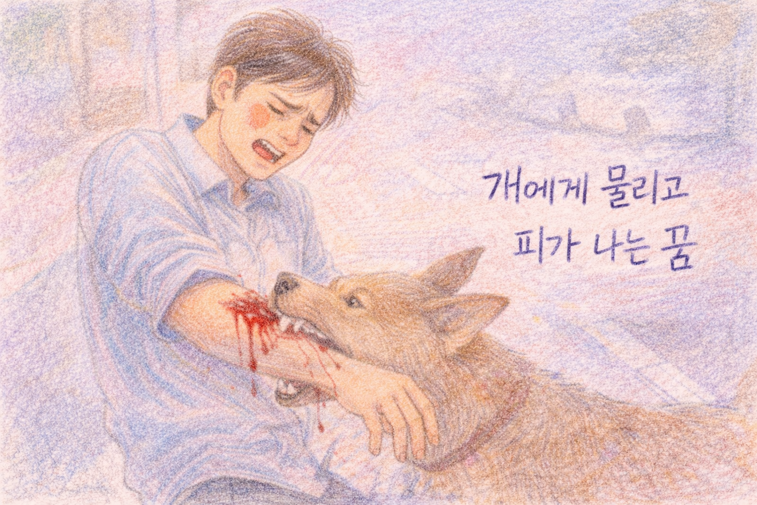 낯선 개에게 팔을 물려 피 흘리는 남성