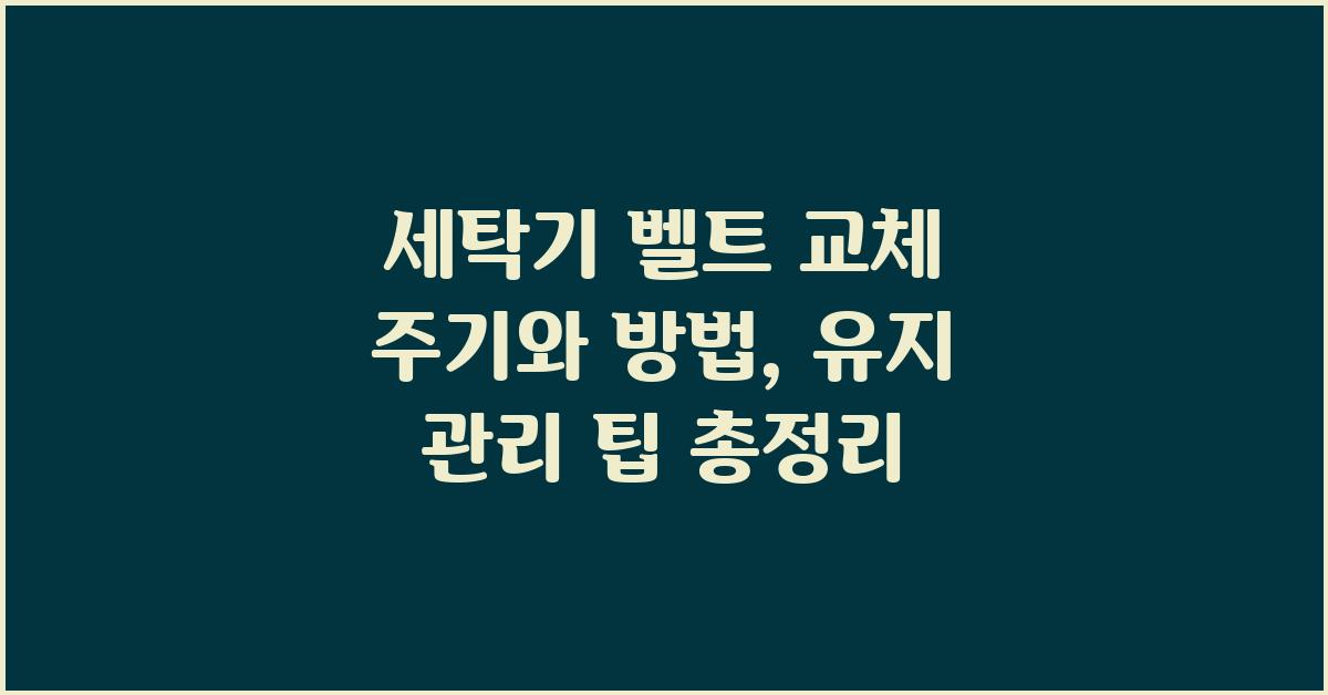 세탁기 벨트 교체 주기와 방법