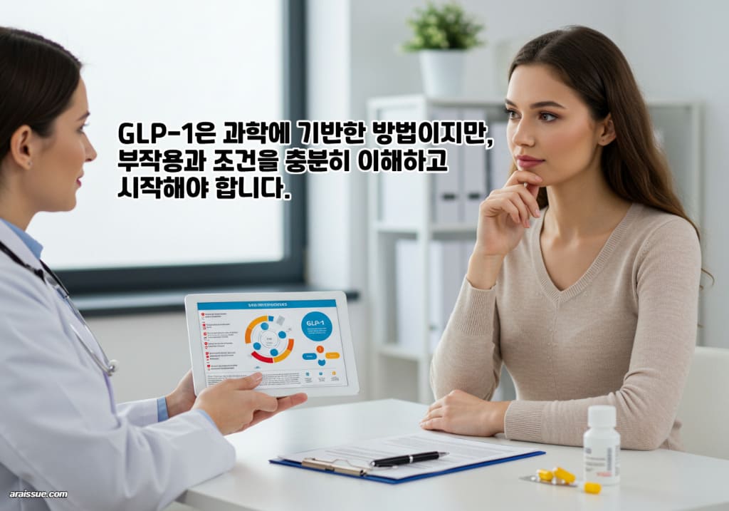 GLP-1은 과학에 기반한 방법이지만, 부작용과 조건을 충분히 이해하고 시작해야 합니다.
